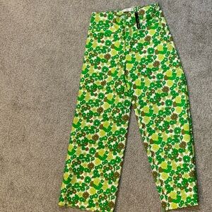 Mango Green Floral Print Kids Pants